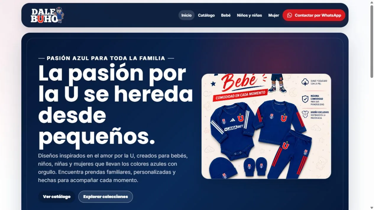 Homepage of the DaleBuho.cl commercial website