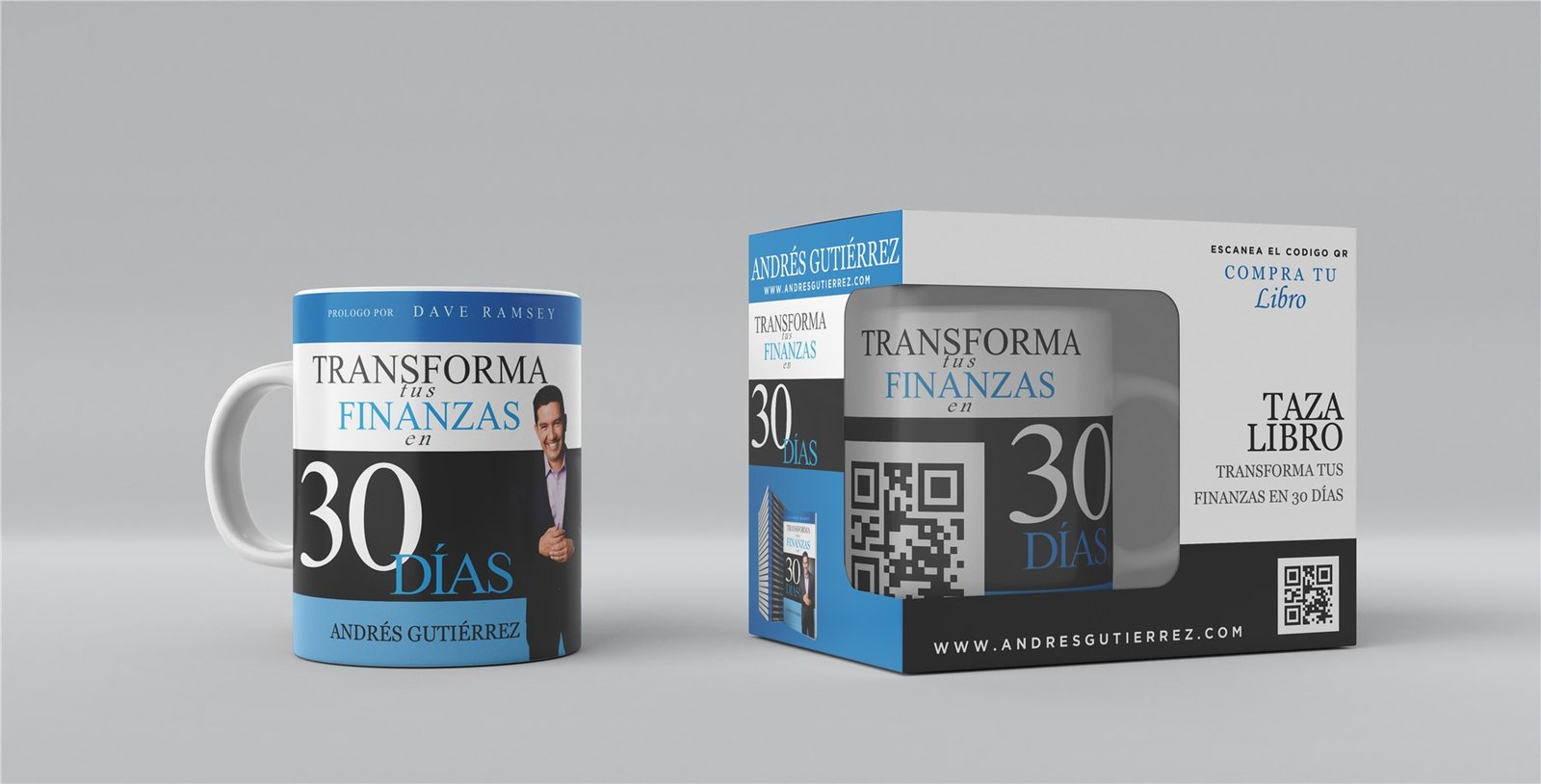 Book-inspired mug designed for Andrés Gutiérrez's financial conference