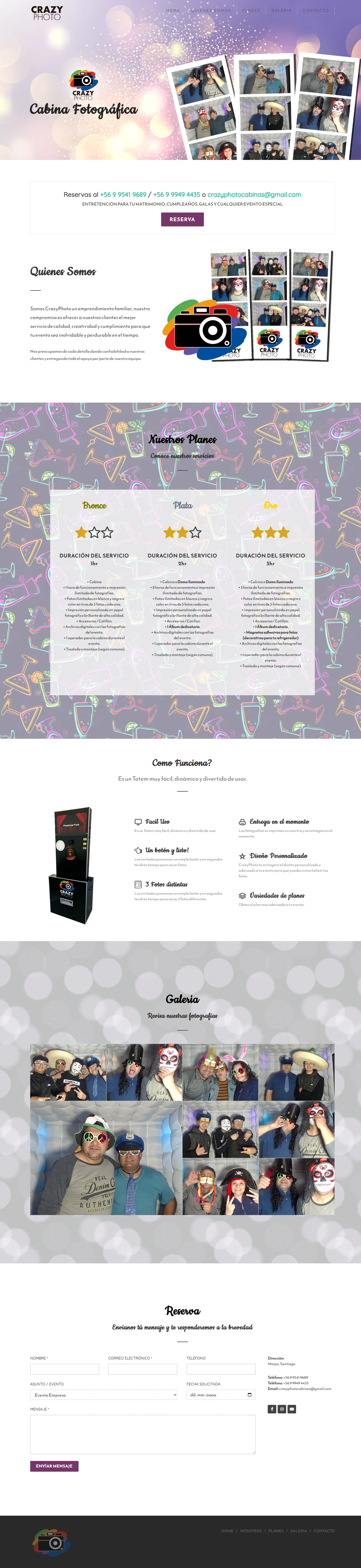Vista completa de la landing page Crazy Photo