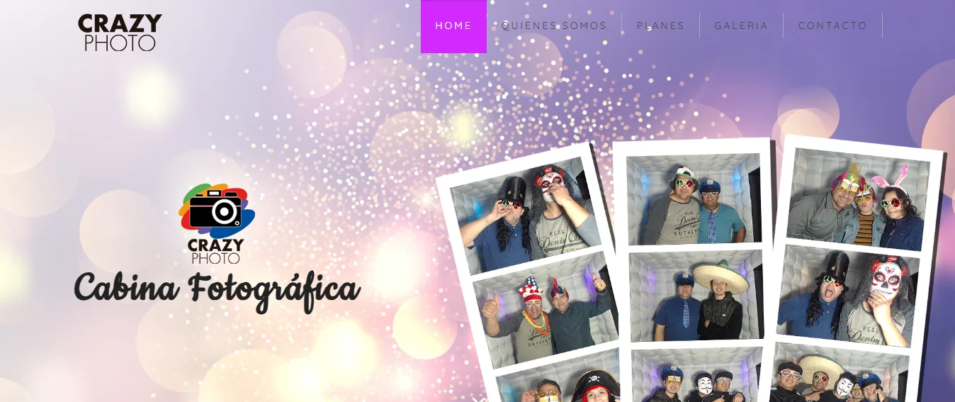 Cover of the Crazy Photo landing page for photo booth services
