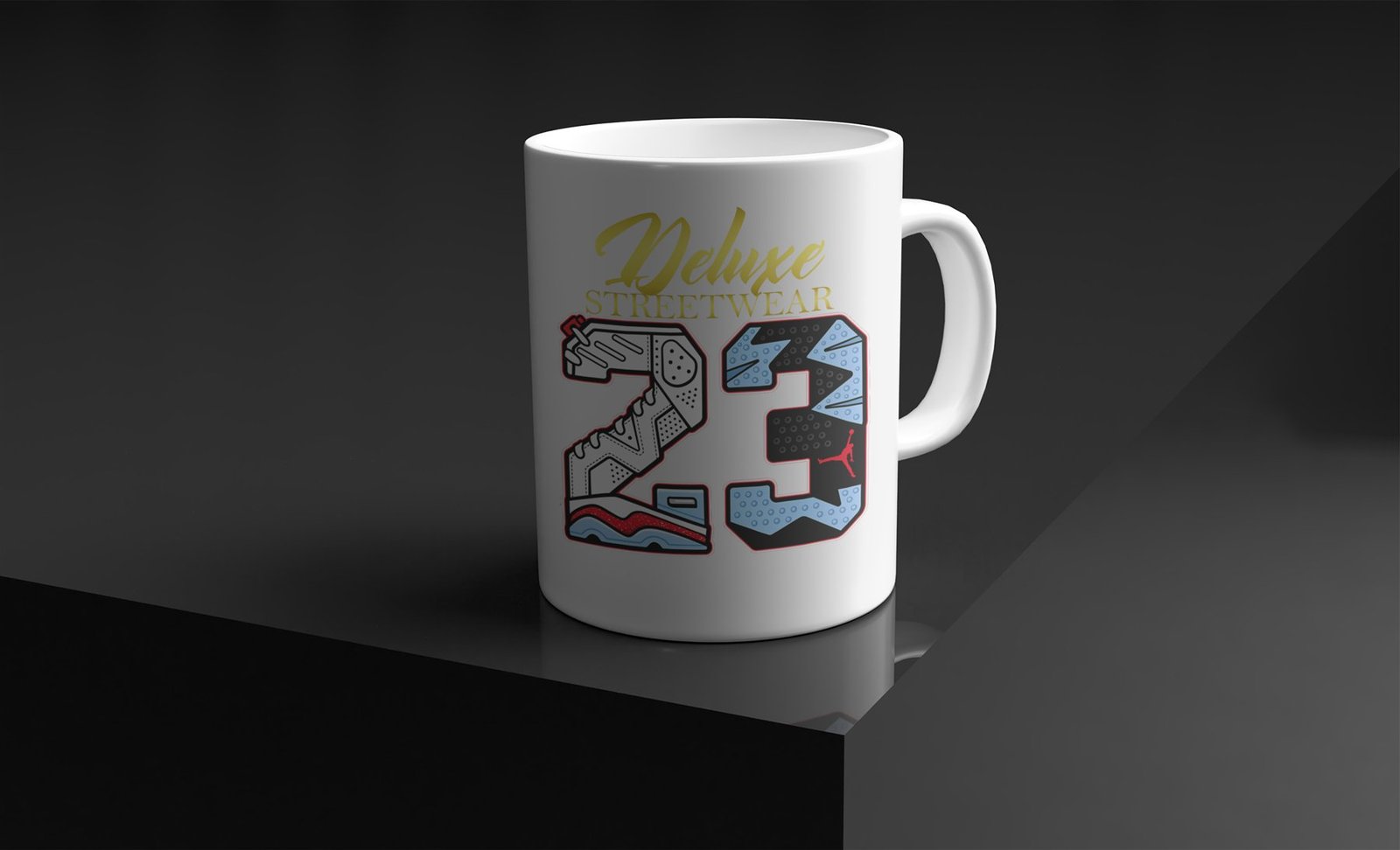 Taza blanca con diseño gráfico 23 para Deluxe Streetwear