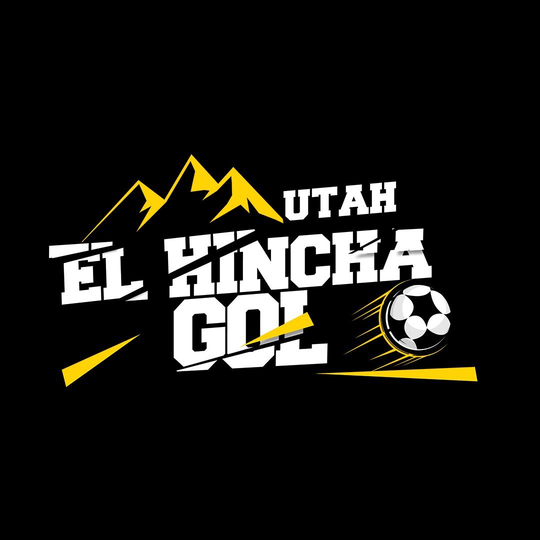 Identidad gráfica de El Hincha Gol Utah en negro, blanco y amarillo