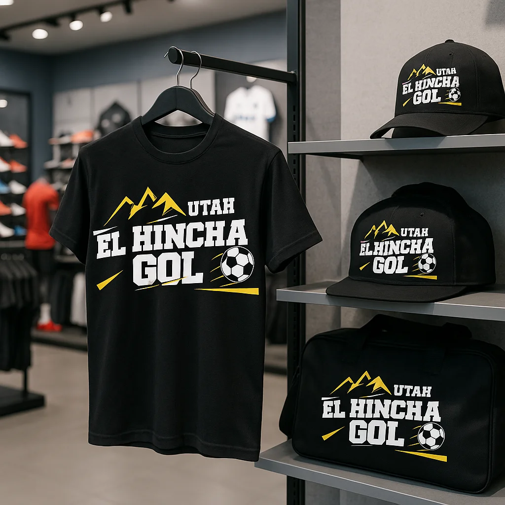 El Hincha Gol shirt and accessories displayed in a sports store