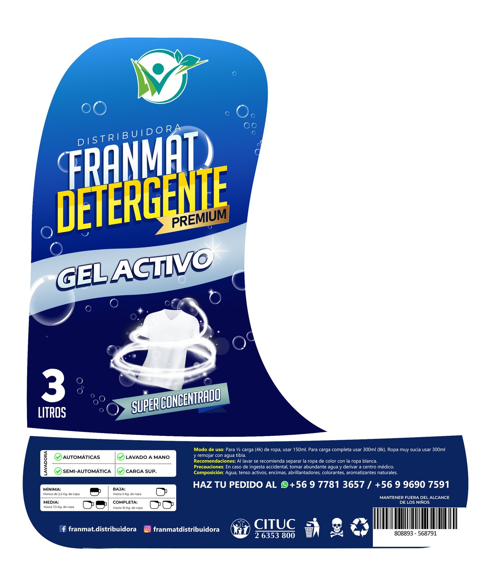Arte final troquelado para detergente premium FranMat