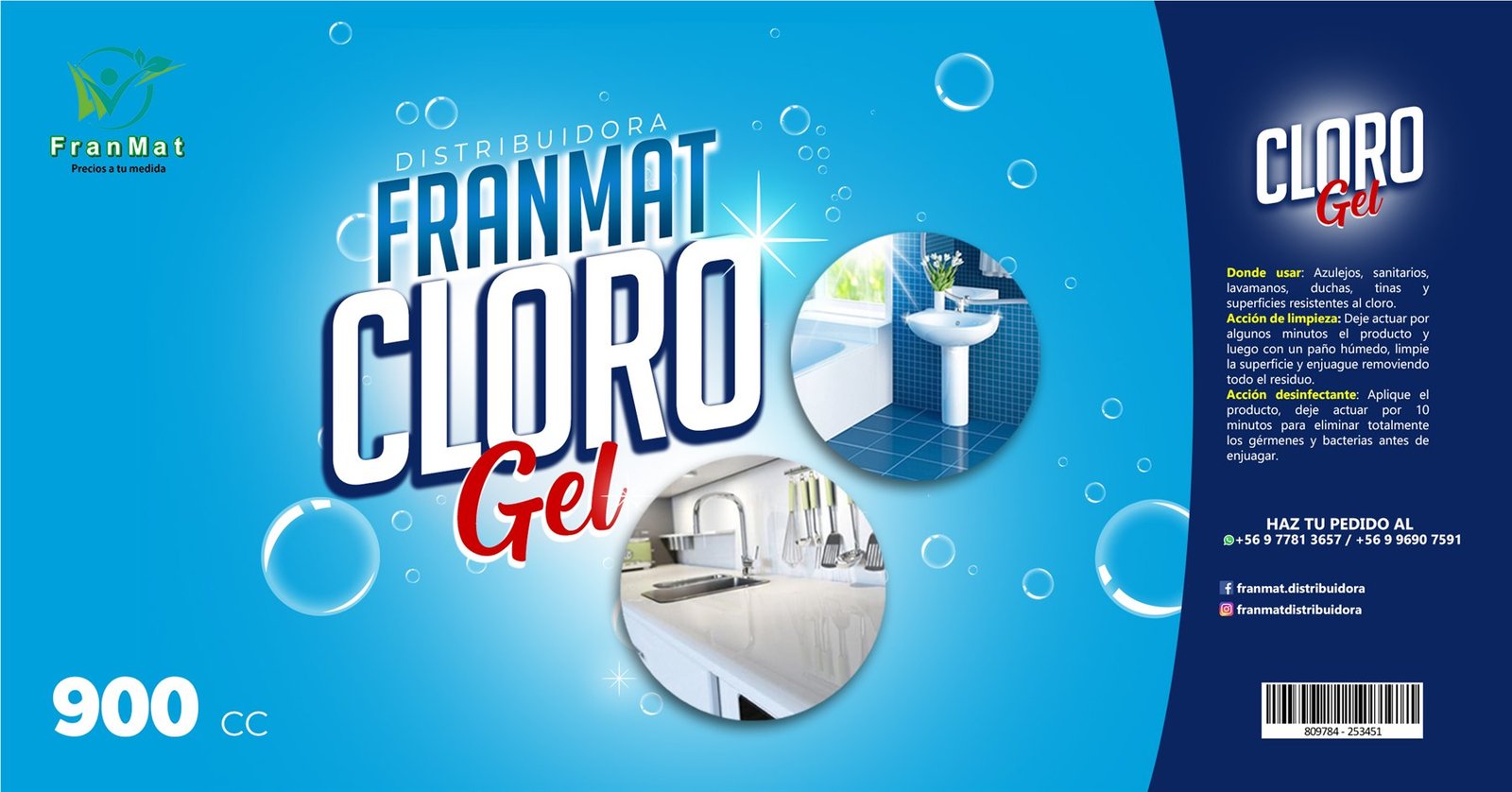 Arte final envolvente para cloro gel FranMat