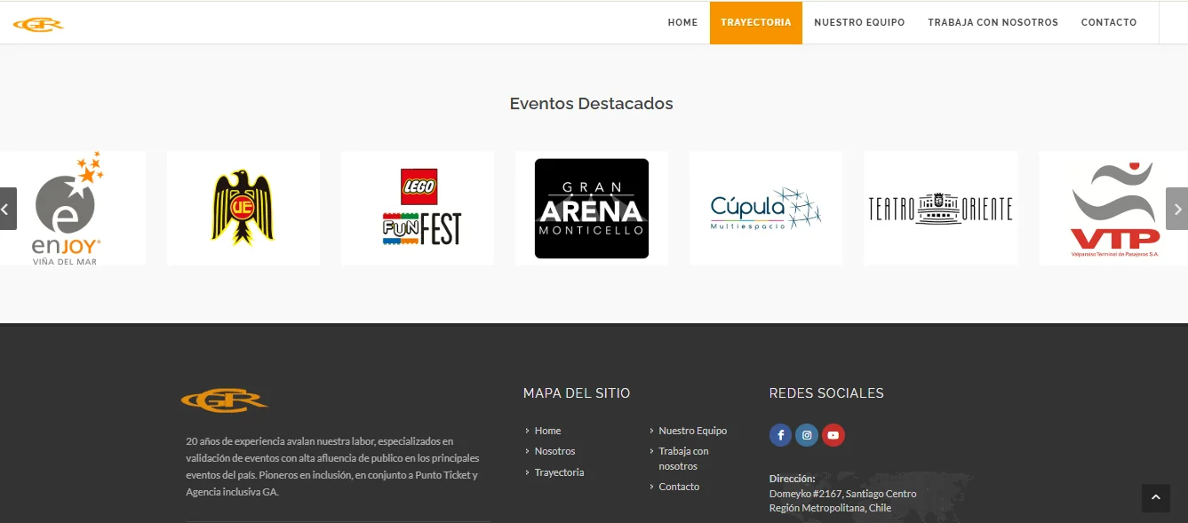 Trayectoria y eventos destacados presentados en la web GCR